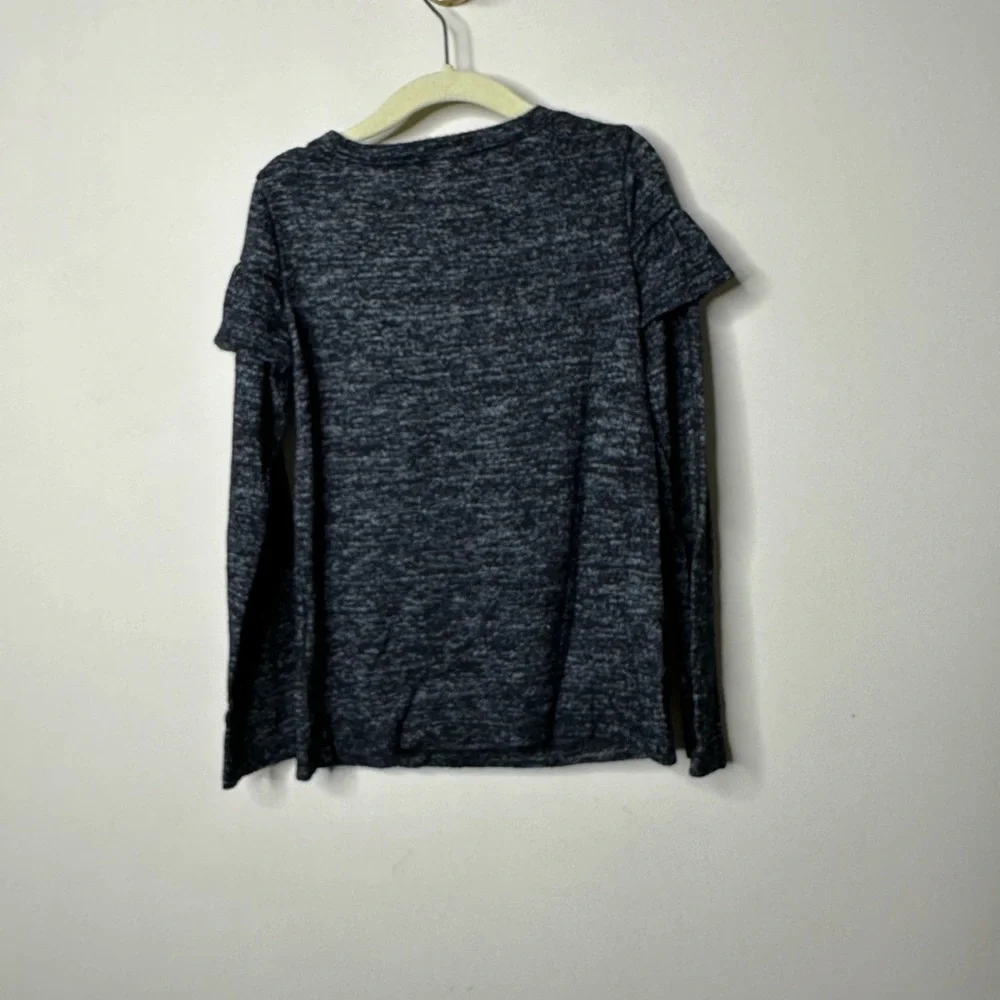 OshKosh B'Gosh Charcoal Grey/Black Ruffle Long Sleeve Top Girls 4/5